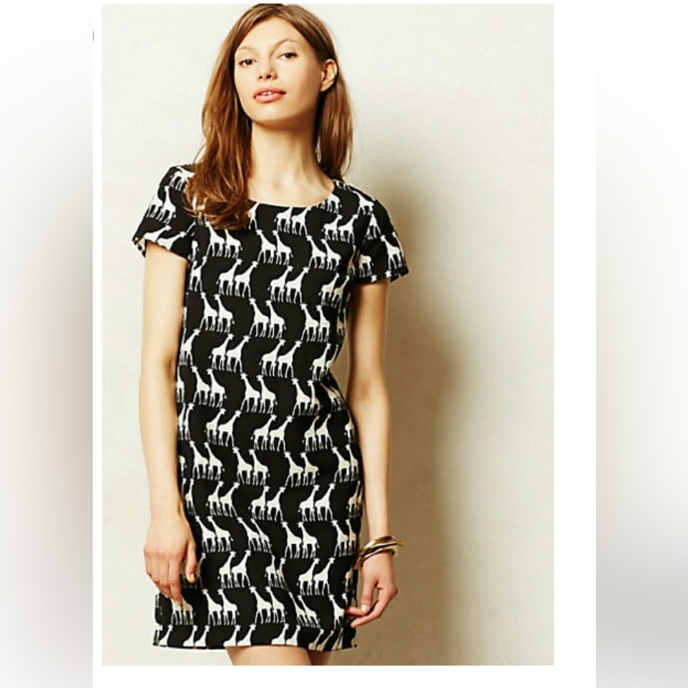 Anthropologie Seen Worn Kept giraffe print shift dress size XS
